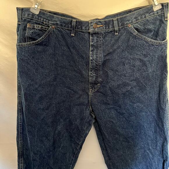 Dickies Straight Leg Blue Mens Jeans Size 44x32 Dark Wash Denim Western Work - Picture 3 of 10